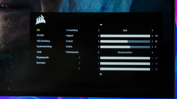 Einstellungsmenü des Bildschirms (Bild: Oliver Nickel/Golem.de)