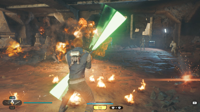 Mit dem Lichtschwert kämpfen wir gegen Elite-Sturmtruppen. (Bild: EA/Screenshot: Golem.de)