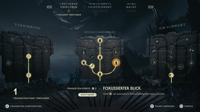 Die Talentb&auml;ume k&ouml;nnen zur&uuml;ckgesetzt werden. (Bild: EA/Screenshot: Golem.de)