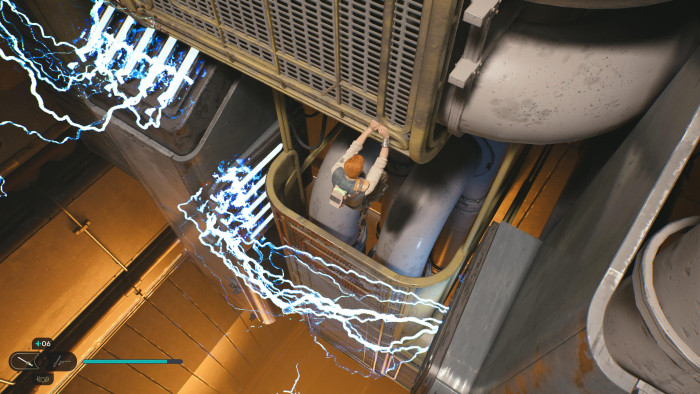 Beim Klettern sollten wir nicht in Kontakt mit den Blitzen kommen. (Bild: EA/Screenshot: Golem.de)