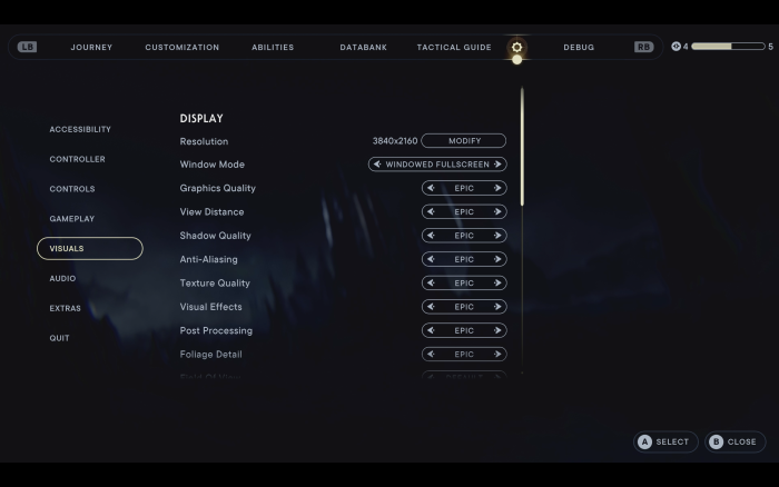 Das Grafikmenü der PC-Version. (Bild: EA)