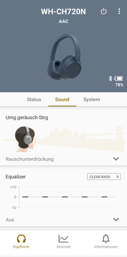 Sound-Einstellungen für den WH-CH720N (Screenshot: Golem.de)