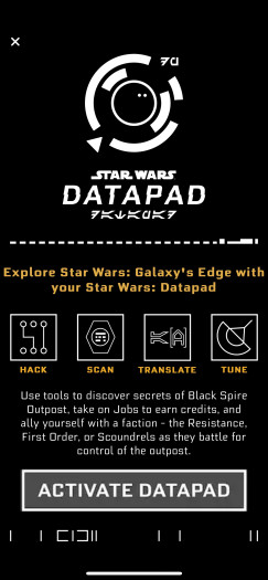 Das Star Wars Datapad auf unserem Smartphone. (Bild: Disney/Screenshot: Golem.de)