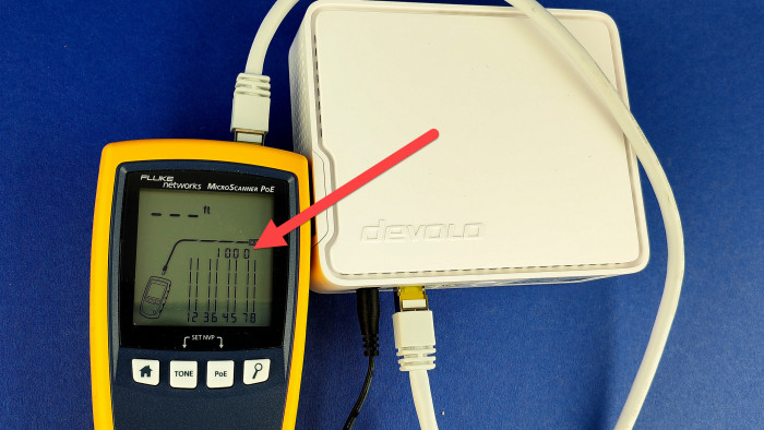 1.000 MBit/s an beiden LAN-Ports des Devolo WiFi 6 Repeater 5400 (Bild: Harald Karcher)