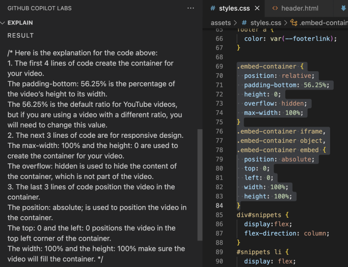 Erklärung zu Prozentangaben im CSS Stylesheet (Screenshot: Christian Heilmann)