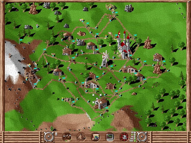 Bereits nach einigen Minuten sollten wichtige Geb&auml;ude wie die Holzf&auml;llerh&uuml;tte, der Steinbruch oder ein S&auml;gewerk stehen, um den stetigen Abbau und die Verarbeitung der wichtigsten Ressourcen zu gew&auml;hrleisten. (Bild: Blue Byte/Screenshot: Medienagentur Plassma)