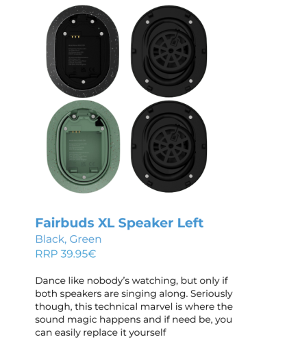 Diese Ersatzteile gibt es für den ANC-Kopfhörer Fairbuds XL. (Bild: Fairphone)