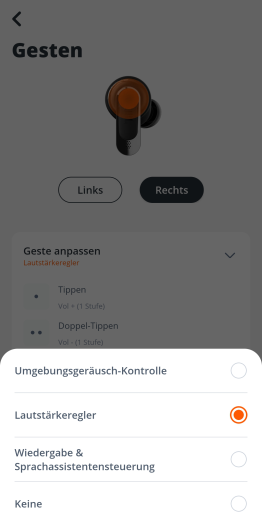 Bei der Belegung der Sensorfläche der Tour Pro 2 gibt es nur Befehlsgruppen. (Bild: JBL/Screenshot: Golem.de)