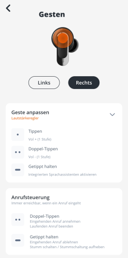 ... und auf der anderen Seite die Lautstärkeregelung ist, fehlen ANC-Befehle. (Bild: JBL/Screenshot: Golem.de)