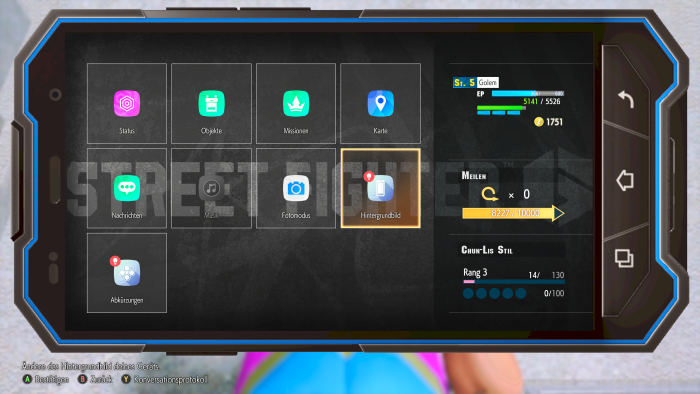 Per Handy greifen wir in World Tour auf Infos und Ausrüstung zu. (Bild: Capcom/Screenshot: Golem.de)