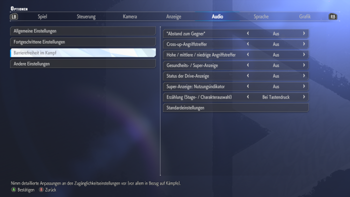 Die wichtigsten Funktionen zur Barrierefreiheit im Kampf. (Bild: Capcom/Screenshot: Golem.de)