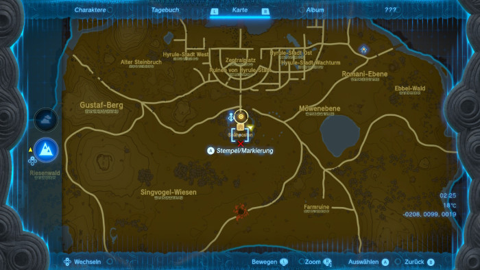 Die Karte des Königreichs Hyrule in der Übersicht. (Bild: Nintendo/Screenshot: Golem.de)