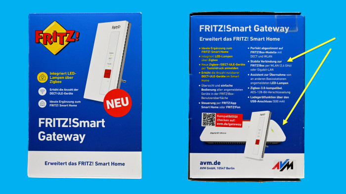 Das Fritz Smart Gateway wird per LAN oder WLAN mit einer geeigneten Fritzbox ab Fritz OS 7.50 verbunden. (Bild: Harald Karcher)