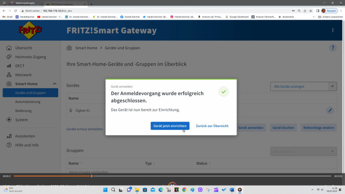 Hier war unsere Philips-Zigbee-Lampe binnen weniger Sekunden erfolgreich am Fritz Smart Gateway angemeldet. (Bild: AVM/Screenshot: Harald Karcher)