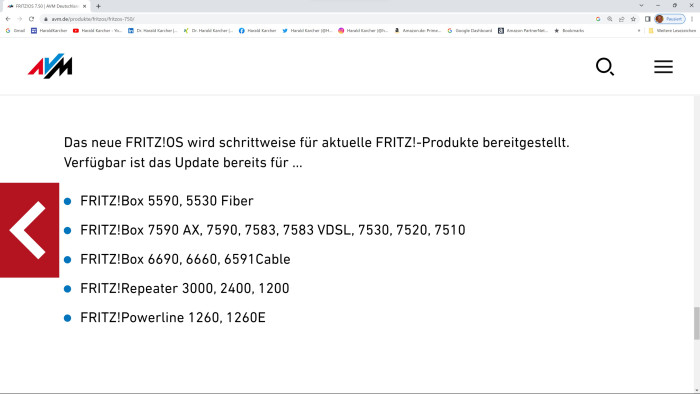Fritz OS 7.50 kommt für immer mehr Fritzboxen - und damit auch die Möglichkeit, das neue Smart-Zigbee-DECT-ULE-Home-Gateway anzuschließen. (Bild: AVM/Screenshot: Harald Karcher)