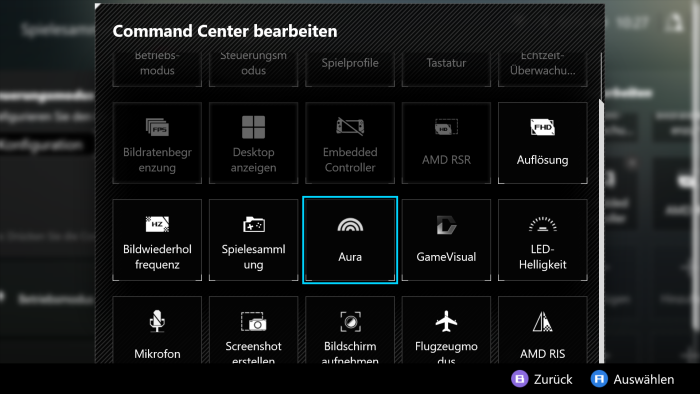 Wir können die Elemente im Command Center anpassen. (Screenshot: Oliver Nickel/Golem.de)