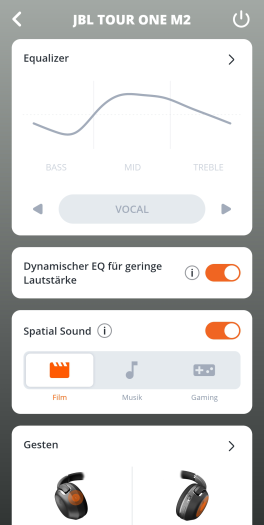 Spatial Audio des Tour One M2 lässt sich anpassen. (Bild: JBL/Screenshot: Golem.de)