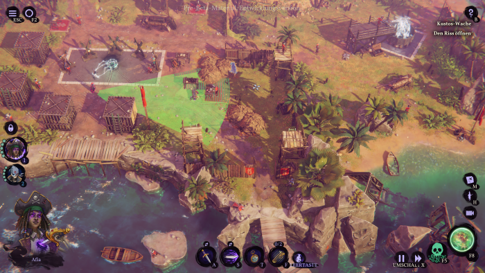 Wenn wir ins grüne Sichtfeld geraten, wird Großalarm ausgelöst. (Bild: Mimimi Games/Screenshot: Golem.de)