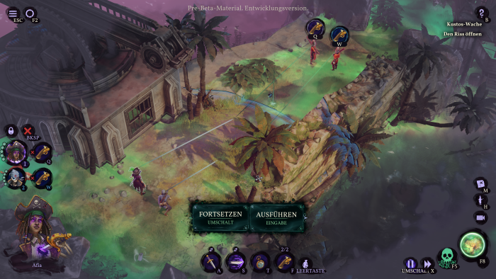 In diesem Modus können wir allen Crewmitgliedern Befehle erteilen, die nach Druck auf die Entertaste ausgelöst werden. (Bild: Mimimi Games/Screenshot: Golem.de)