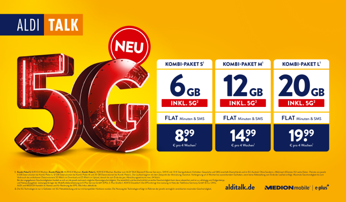 Die neuen Tarife bei Aldi Talk (Bild: Aldi)