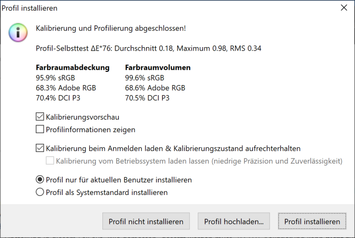 Farbgenauigkeit des Panels (Bild: Oliver Nickel/Golem.de)