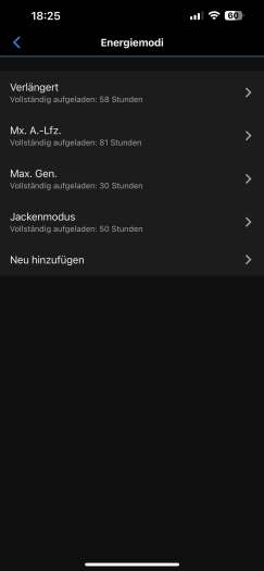 Die Energie-Modi der Epix 2X Pro (Bild: Garmin/Screenshot: Golem.de)