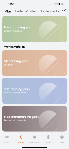 Wir können uns ziemlich einfach Trainingspläne anfertigen lassen. (Bild: Huawei/Screenshot: Golem.de)