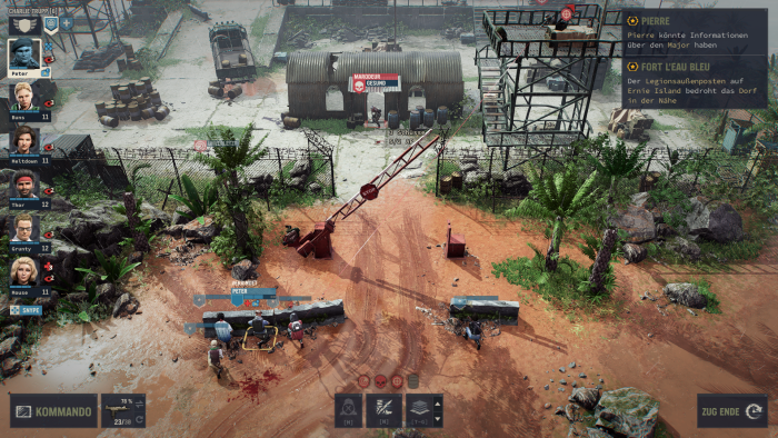 Mit der feindlichen Scharfschützin rechts oben auf dem Wachturm haben wir leider ein echtes Problem. (Bild: THQ Nordic/Screenshot: Golem.de)