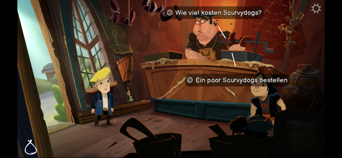 Per Touch können wir bestimmen, was Guybrush tun soll. (Bild: Devolver Digital/Screenshot: Golem.de)