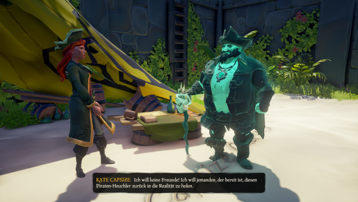 Den Einstieg in Monkey Island erkl&auml;rt uns einer der Chef-Piraten in Sea of Thieves. (Bild: Microsoft/Screenshot: Golem.de)