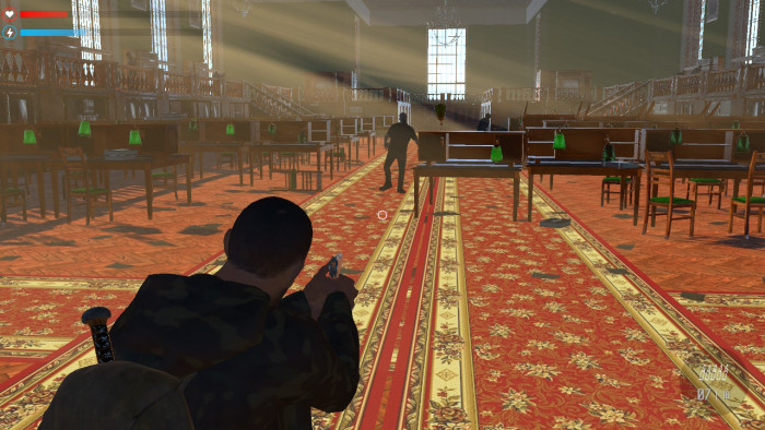 Auch in der Bibliothek weichen wir den Untoten aus. (Bild: VG Games/Screenshot: Golem.de)