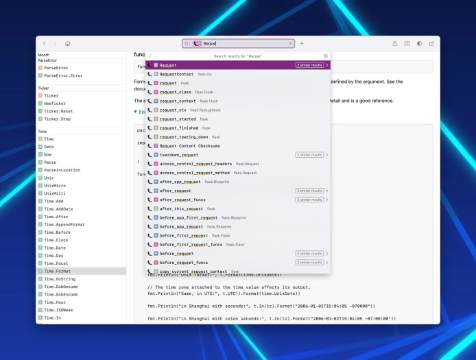 Dash-Suche (Screenshot: Hynek Schlawack)