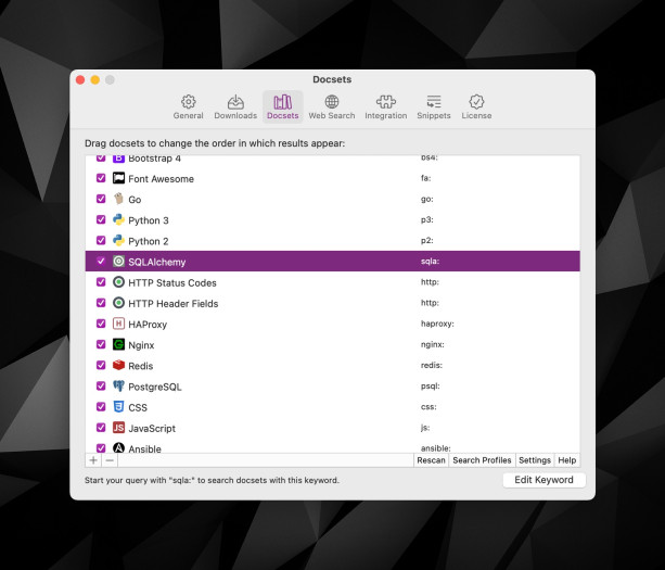 Dash-Docset (Screenshot: Hynek Schlawack)