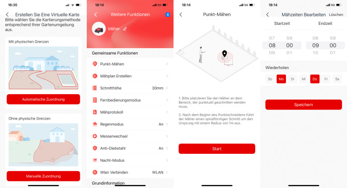 Die Smartphone-App von Roboup ist gut eingedeutscht, bietet viele relevante Funktionen und lässt sich einfach bedienen. (Screenshots: Berti Kolbow-Lehradt)