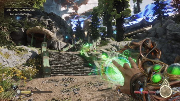 Ein bergiger Wald steckt voller Überraschungen. (Bild: Ascendant Studios/Screenshot: Golem.de)