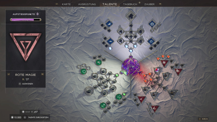 Unsere Skills können wir im Talentbaum nach und nach verbessern. (Bild: Ascendant Studios/Screenshot: Golem.de)