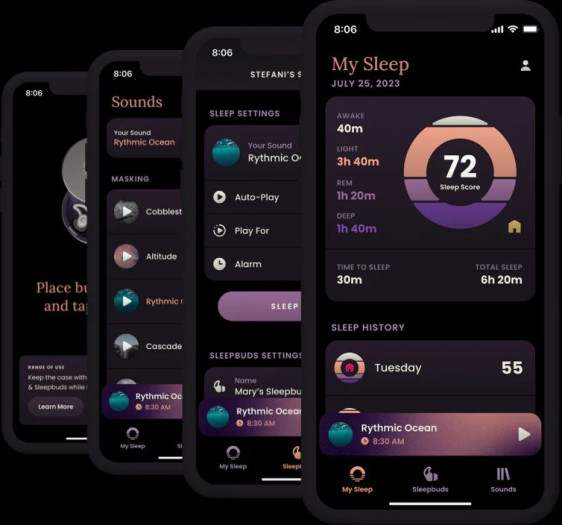 Über eine App können unter anderem Schlafstatistiken eingesehen werden. (Bild: Ozlo)