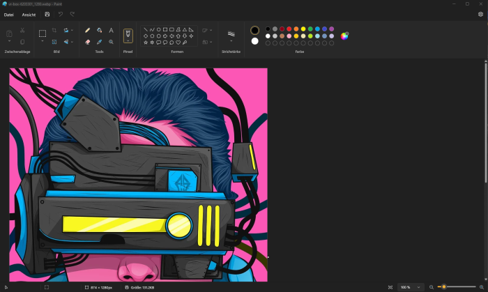 Paint im Dark Mode (Screenshot: Golem.de)