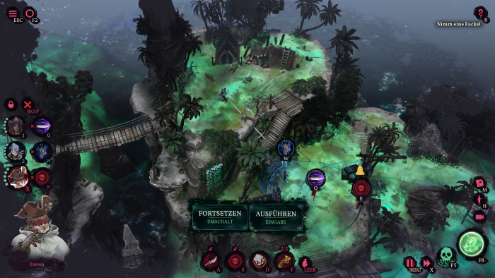 Eine der tollsten Funktionen: Wir können die Zeit anhalten und mehrere Befehle gleichzeitig ausführen. (Bild: Mimimi Games/Screenshot: Golem.de)