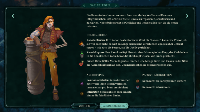 Alle Freibeuter haben sehr unterschiedliche Stärken und Schwächen. (Bild: Mimimi Games/Screenshot: Golem.de)