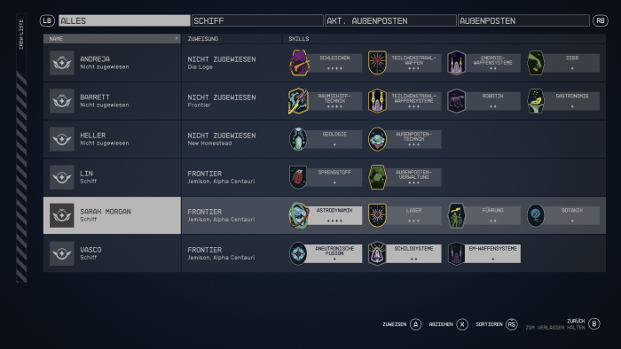 Mit dieser Übersicht verwalten wir die Begleiter. (Bild: Bethesda/Screenshot: Golem.de)