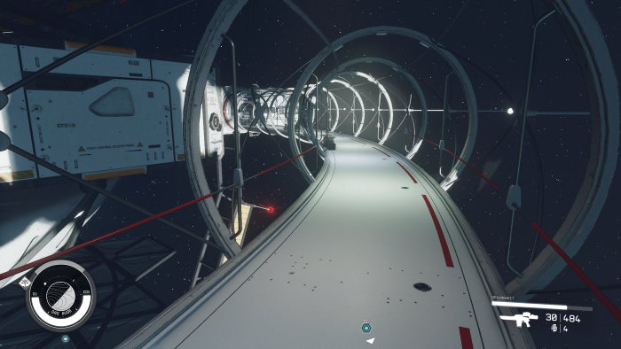 Ein besonders schicker Gang in einer Raumstation (Bild: Bethesda/Screenshot: Golem.de)