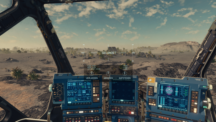 Im Cockpit unseres Raumschiffs können wir nicht viel tun - im Grunde nur Abheben oder Aufstehen. (Bild: Bethesda/Screenshot: Golem.de)