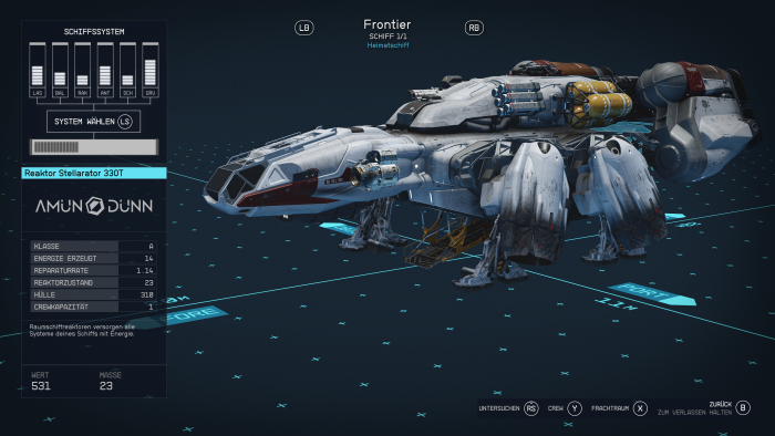 Im Spielverlauf können wir ein eigenes Schiff bauen. (Bild: Bethesda/Screenshot: Golem.de)