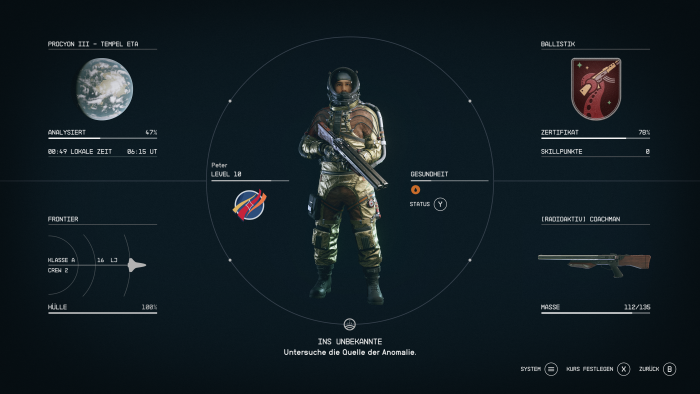 Das Hauptmenü unseres Charakters. (Bild: Bethesda/Screenshot: Golem.de)