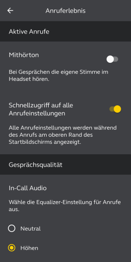 Jabras Sound+-App für Elite 10 mit vielen Einstellungen (Bild: Jabra/Screenshot: Golem.de)