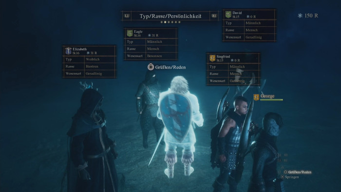 Vasallen, vom Spiel oder anderen Spielern generierte Party-Mitglieder, lassen sich entweder direkt anheuern, wenn man ihnen zufällig auf der Straße begegnet, oder am Riftstein in Siedlungen. (Bild: Capcom/Screenshot: Florian Zandt) 