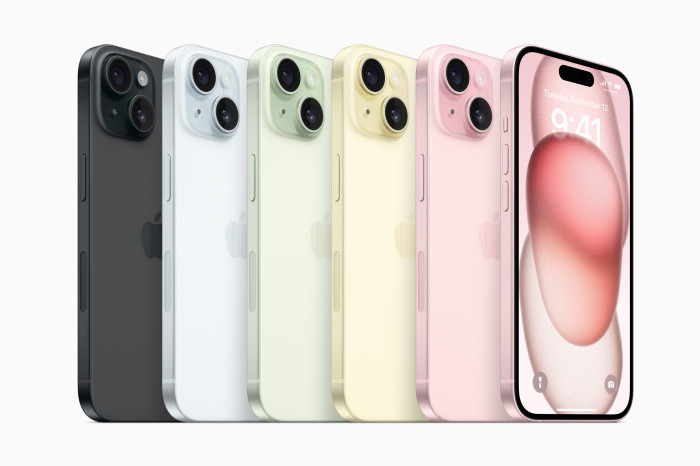 Die verfügbaren Farben des iPhone 15 (Bild: Apple)