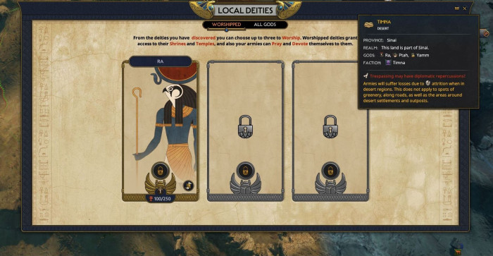 Religion spielt eine wichtige Rolle. Jeder Charakter kann drei Gottheiten verehren. (Screenshot: Werner Pluta/Golem.de)