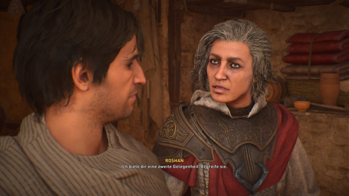 Basim und Roshan lernen sich im Prolog kennen. (Bild: Ubisoft/Screenshot: Golem.de)